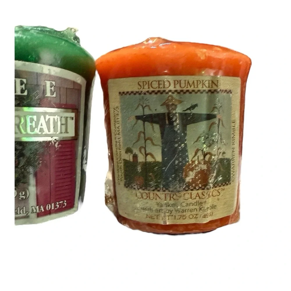 Yankee Candle Votive Set Christmas Wreath‎ Peppermint Swirl Spiced Pumpkin Lot 3